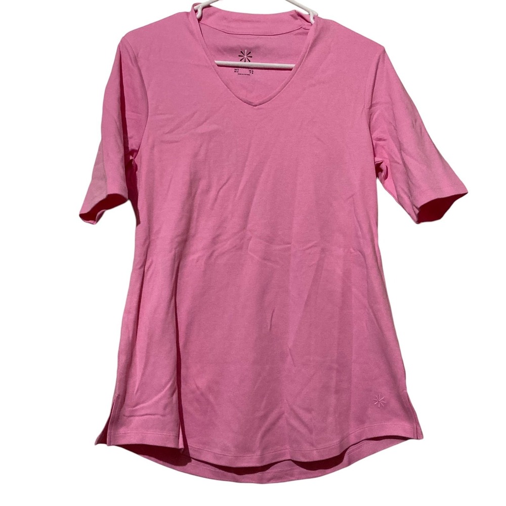 Isaac Mizrahi Live! Small Short Sleeve Pink 100% Cotton Tunic Top